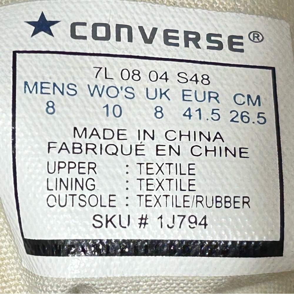 Converse Unisex Grey Chuck Taylor All Stars Classic Sneakers Shoes SZ M 8 W 10 - Picture 11 of 13